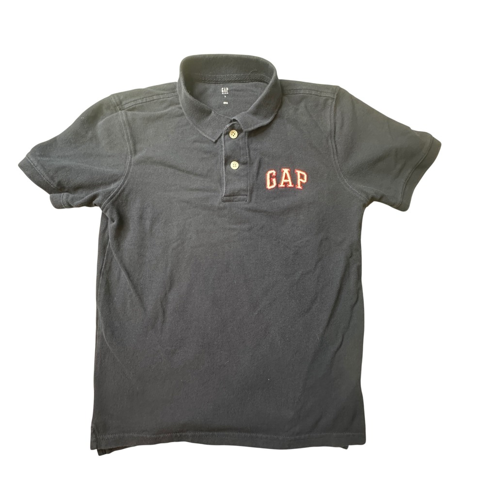 Gap Polo Shirt Kids L 10-11 Navy‎ Blue V-FRC SS Logo Tapestry Navy 843607-00